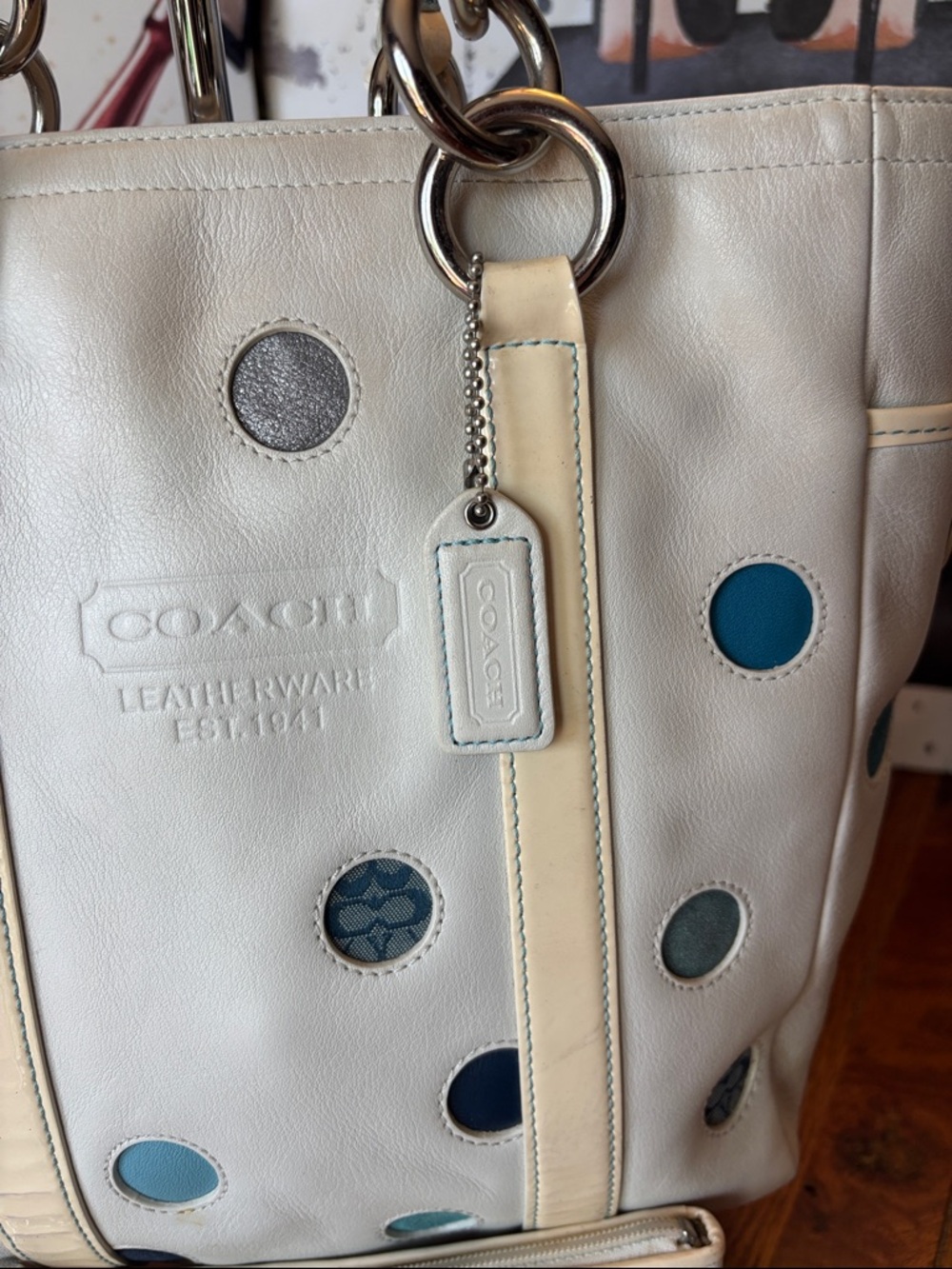 RARE Coach Limited Edition Polka Dot Gallery Tote & Matching Wristlet Set – Y2K - Picture 2 of 12